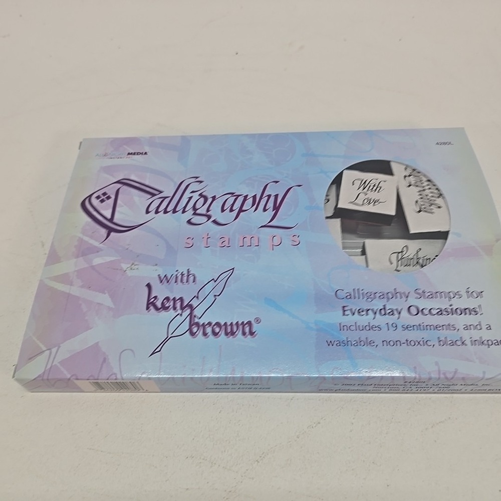 Vtg Calligraphy Foam Mounted Rubber Stamp Everyday Occasion Set Ken Brown